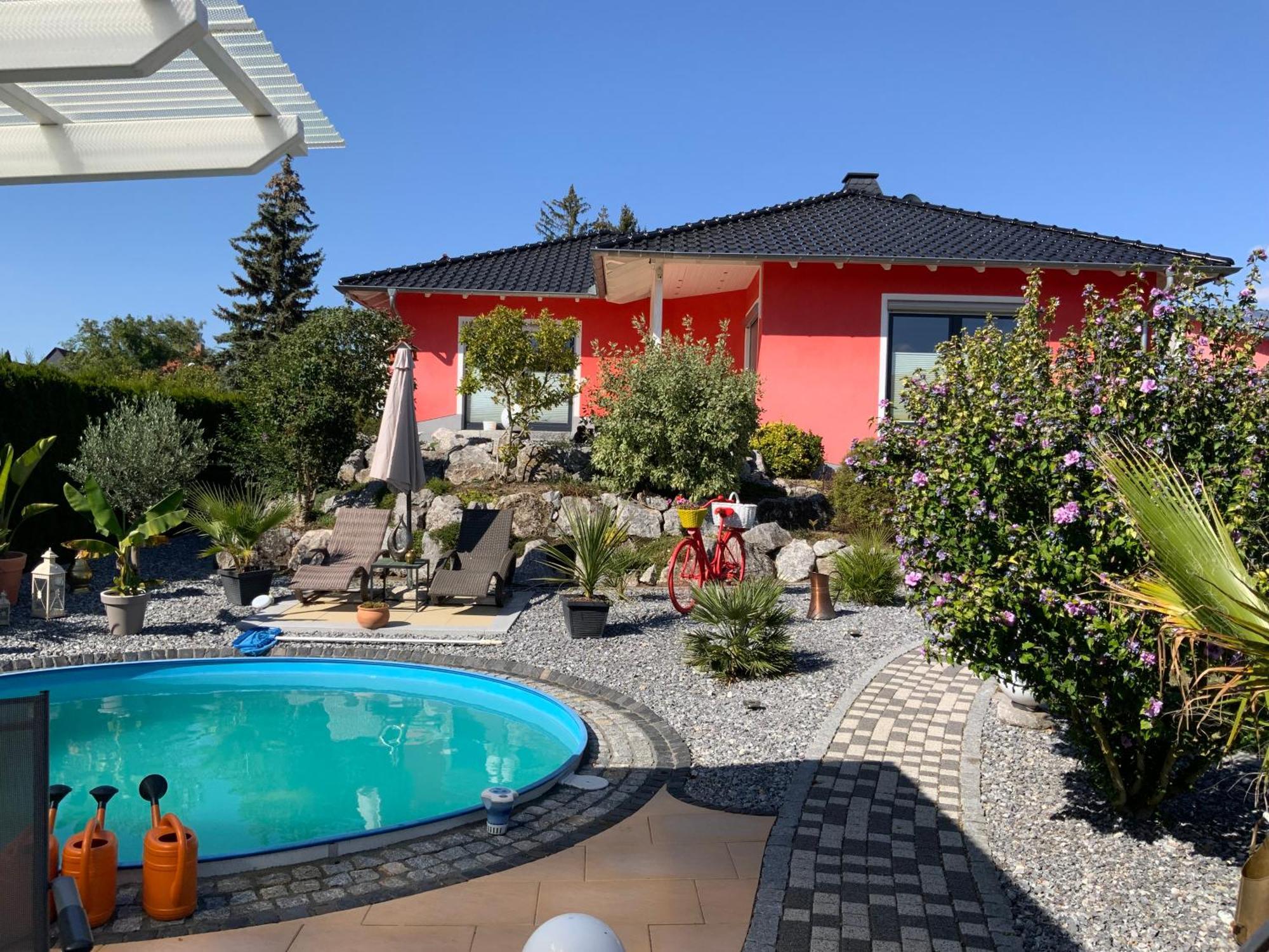 Ferienhaus Luebke, Gartenblick Muhlhausen Bagian luar foto